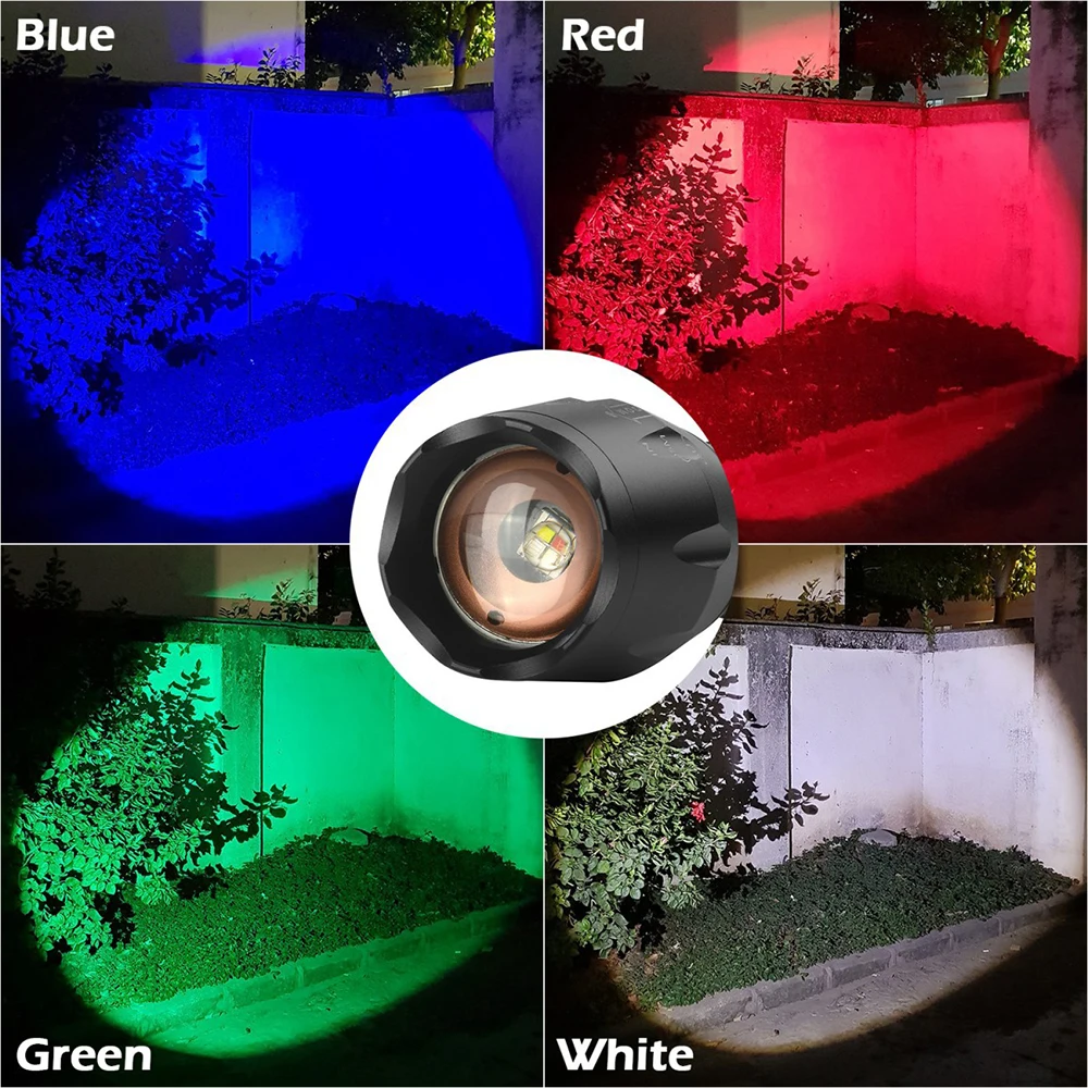 Keturių Šviesiai Mėlynos Šviesos Žvejybos LED Žibintuvėlis Žalia Šviesa Portable LED Žibintai Raudona Šviesa Patogus LED Žibintuvėlis Lempa už Naktį Medžioklė