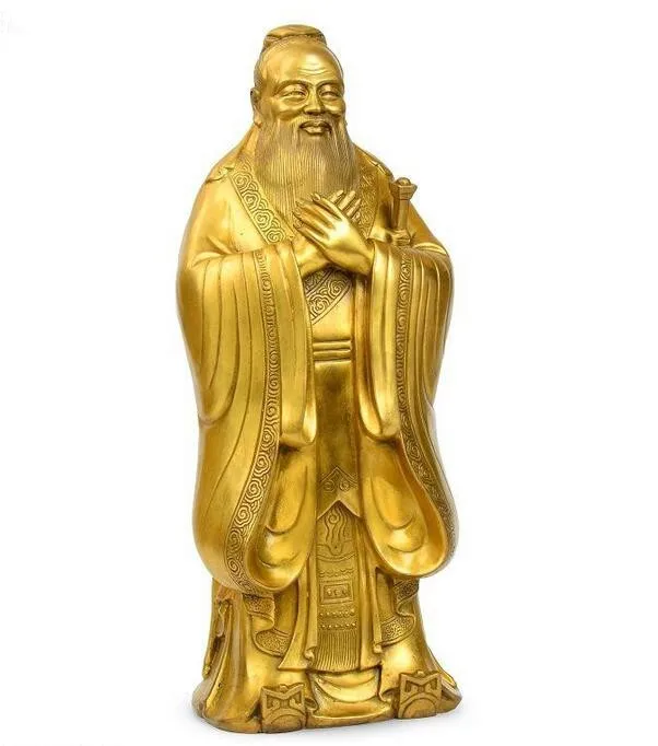 Kinija žalvario drožyba Konfucijaus statula