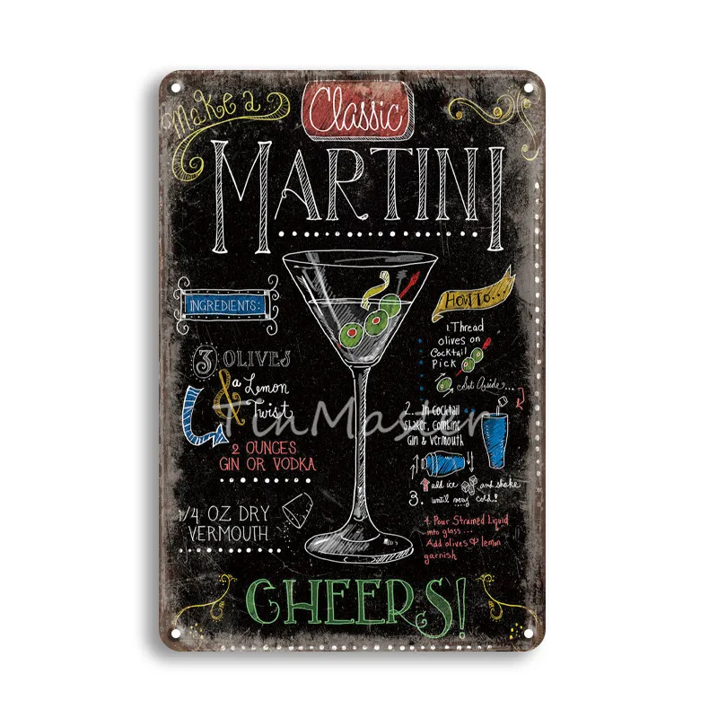 Martini Kokteilis Metalo Plokštė Viskio Po Alavo Pasirašyti Derliaus Irish Pub Virtuvės Namų Dekoro Apnašas Asmeninį Kambario Sienų Lipdukai