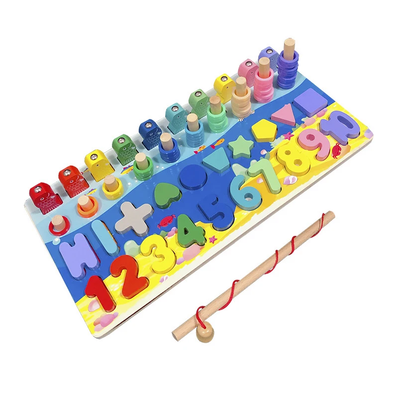 Mediniai Montessori Švietimo Žaislai Vaikams, Vaikų Ankstyvasis Ugdymas Kūdikiams Formą, Spalvą, Rungtynių Valdybos Užimtas Žvejybos Žaidimas Dovanos