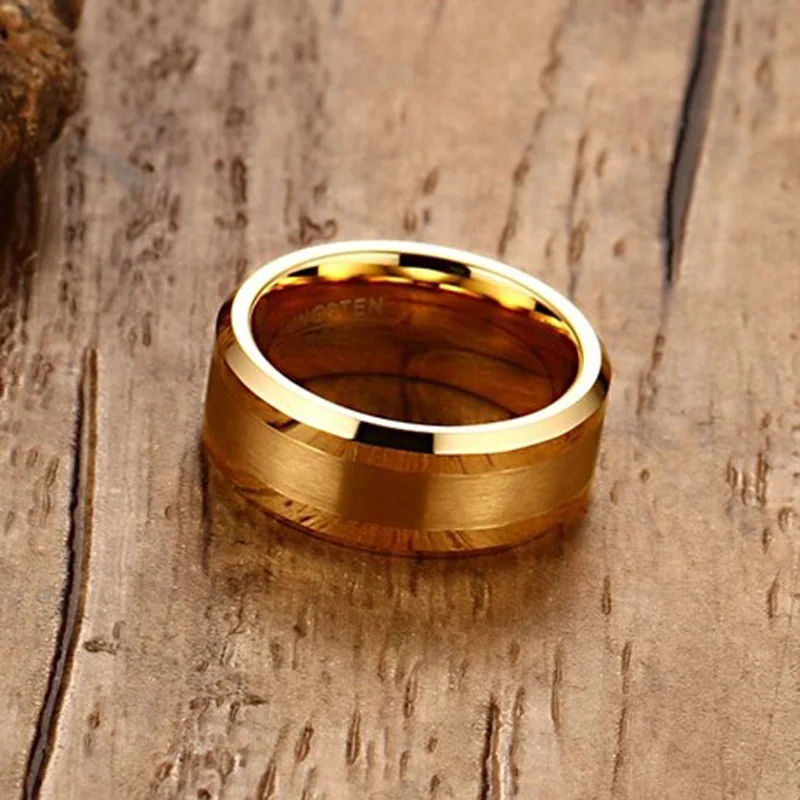Modyle Mens Žiedai 8MM Volframo Karbido Aukso spalvos Piršto Žiedą Vyrų Dalyvavimas Vestuvių Juostas, Komfortą Tinka bižuterijos