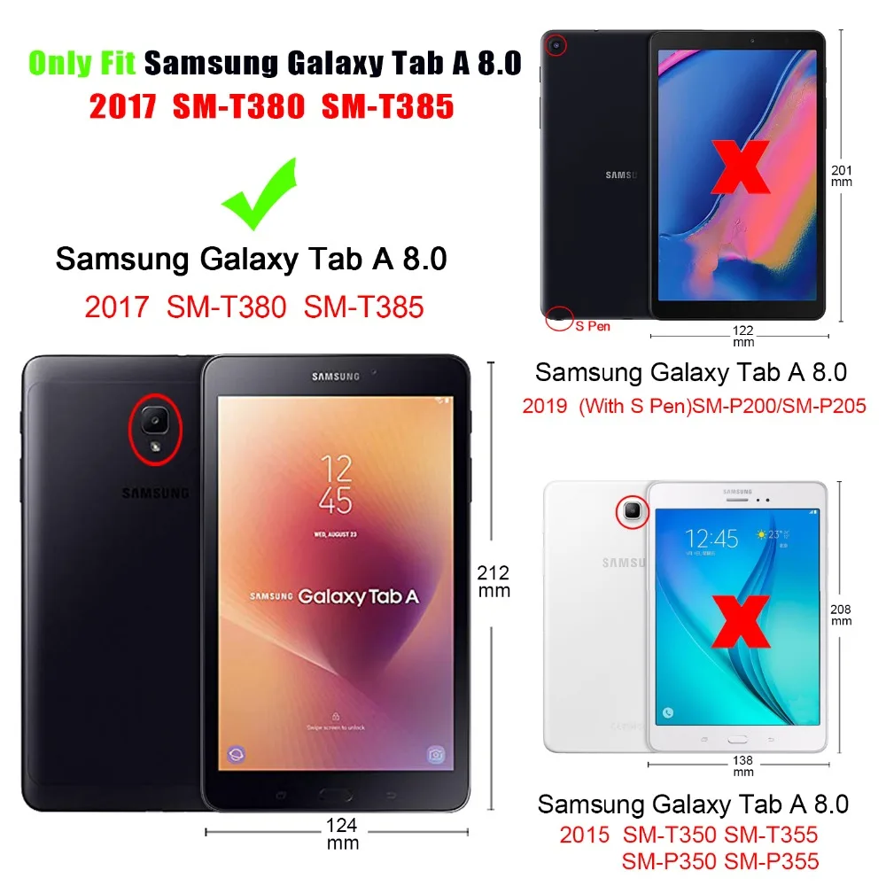 Nauja Silicio Vaikas atsparus smūgiams Korpuso Šarvai Case for Samsung Galaxy Tab 8.0 2017 T380 T385 SM-T380 SM-T385 tablet atveju+Filmas+Rašiklis