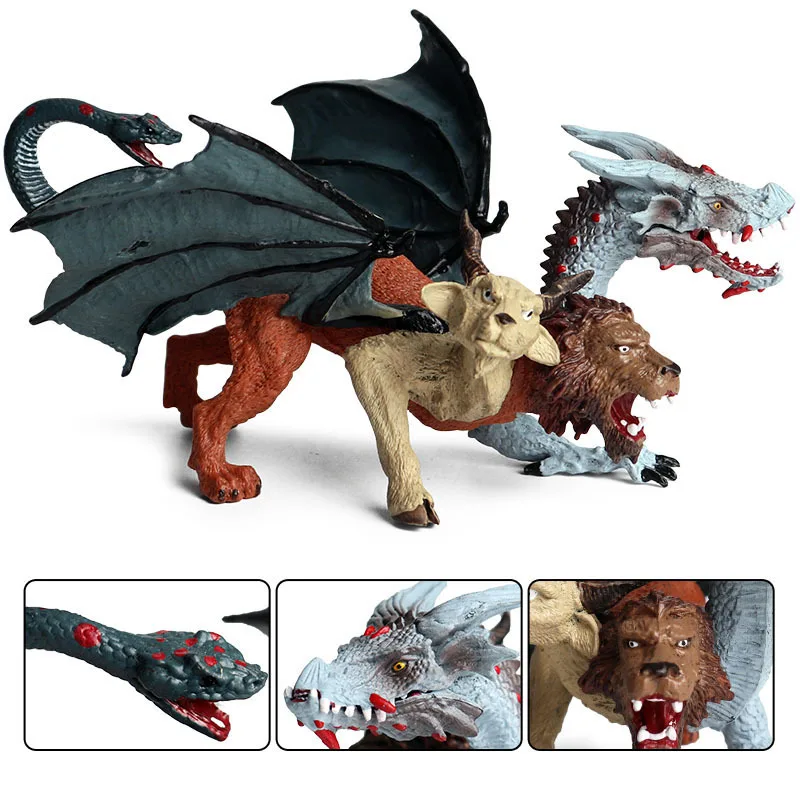Naujas Modeliavimo Dinozaurų Modelis Warcraft Dragon Chimera Žvėris trigalvis Drakonas PVC Lėlės vaikams Kolekcija Žaislai, Dovanos