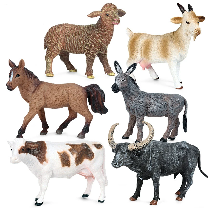 Naujas Modeliavimo Naminių Gyvūnų, Avis, Arklys, Karvė, Višta, PVC Modelio Miniatiūra Ūkio figūrėlių, Švietimo Žaislas Vaikams, Vaikas Dovana