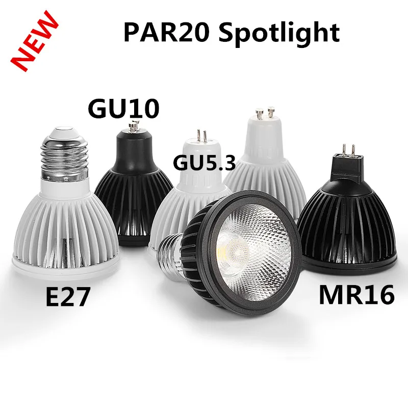Nauji LED Prožektoriai, GU10 E27 GU5.3 MR16 15W PAR20 Pritemdomi 110V, 220V Lempa Balta Išvaizda Lubų Stalo Lempa