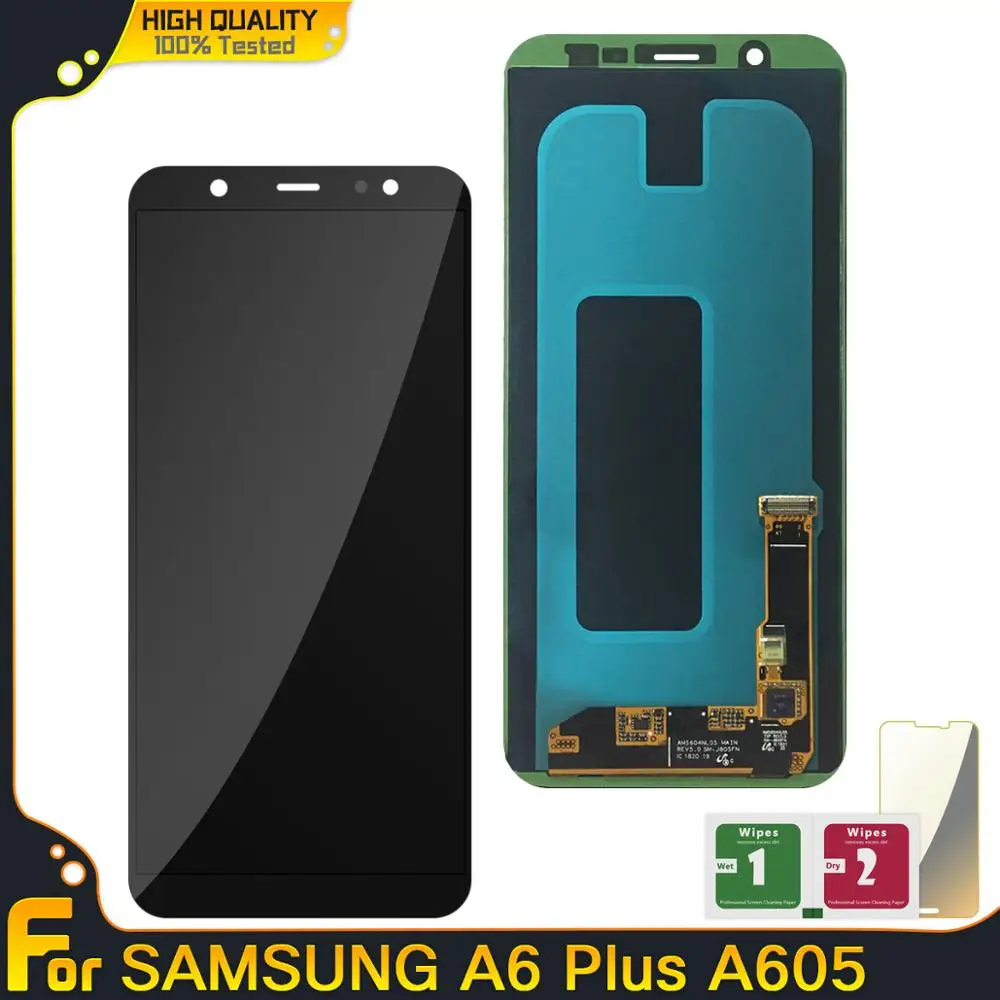Naujos atsarginės Dalys-LCD Samsung Galaxy A6 Plius 2018 A6+ A605 A605F LCD Ekranas Touch 