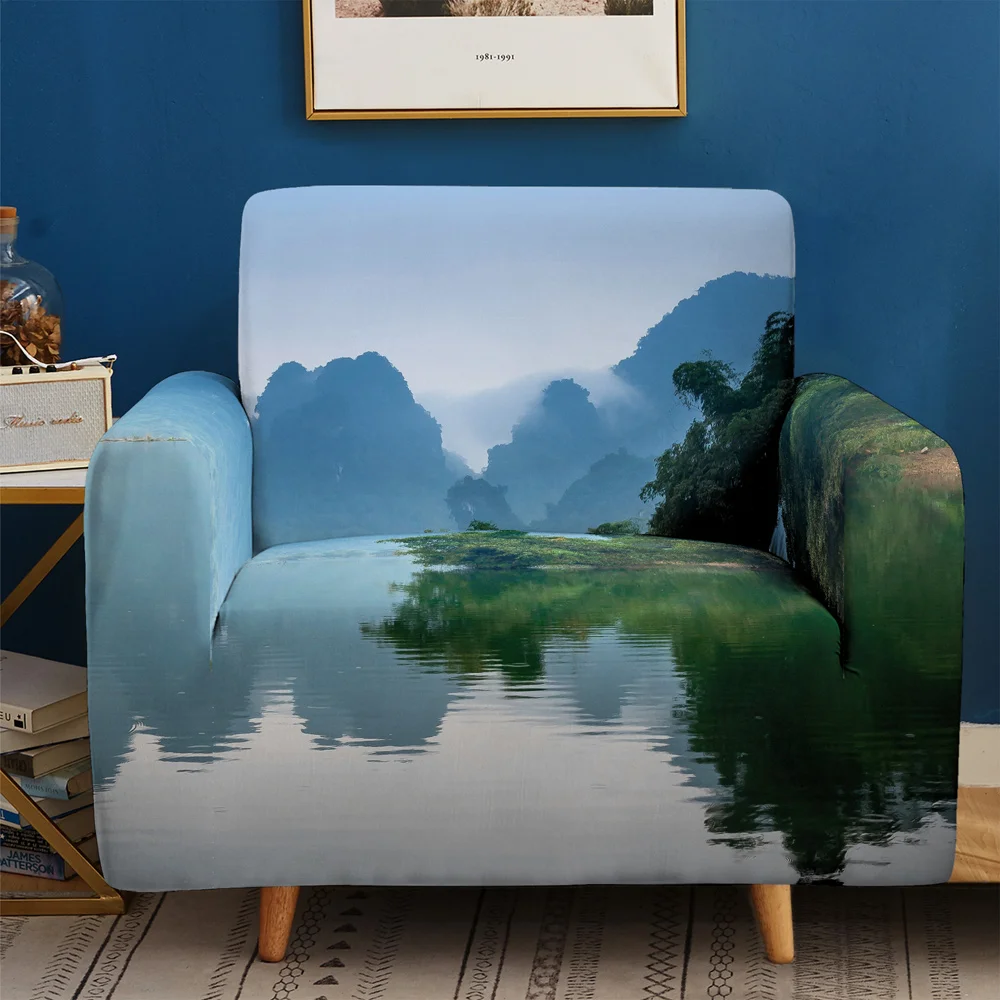 Nuostabiu kraštovaizdžiu 3D sofa cover Elastinga Ruožas Sofa Cover 1/2/3/4 Vietų Sof Slipcover Sofos Apima Svetainės