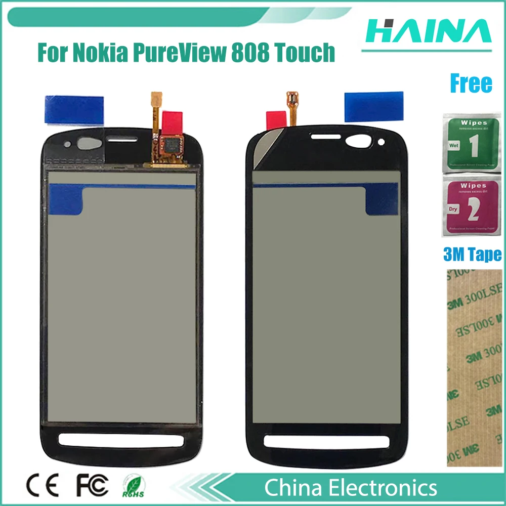 Originalus telefonas 4.0 colių touch Nokia PureView 808 Jutiklinis Ekranas skaitmeninis keitiklis Jutiklis Priekinio Stiklo Objektyvas Skydelis 3M Juosta +įrankiai