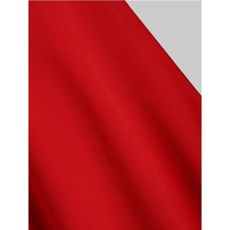 OTEN Moterų Kalėdų Apynasrio Įgulos Kaklo, Rankovių Stebėjimo Aukštas Žemas Suknelė Raudona Nesimetriškas Sūpynės Kokteilis Suknelė