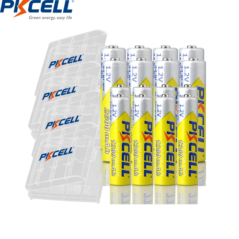 PKCELL 8pcs AA 2600mah NI-MH Baterijas + 8pcs AAA 1200mAh battery1.2V NIMH akumuliatorius+4pcs Baterijų Laikiklis Atveju
