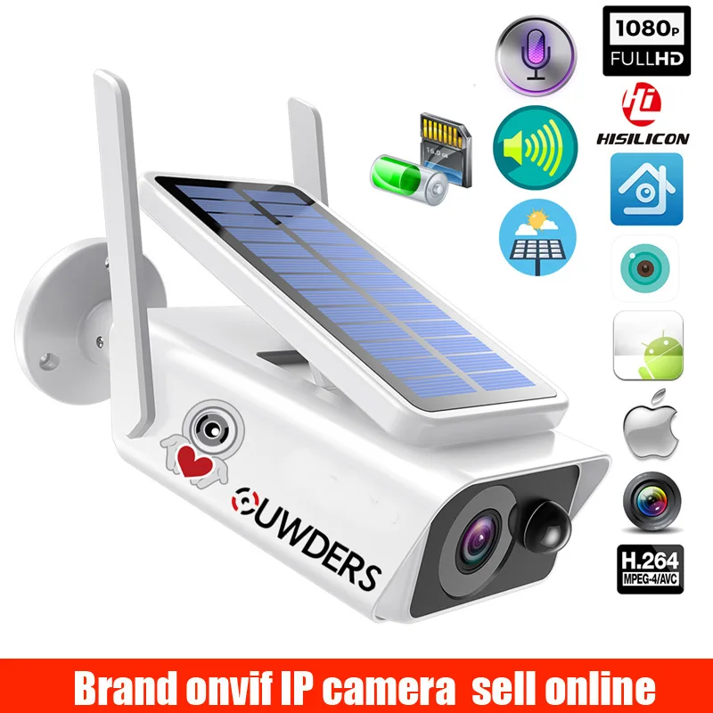 Platus Vaizdas GALIA stebėjimo kamerą Saulės baterijų Įkrovimo Baterija (akumuliatorius 1080P Full HD Lauko, Patalpų Saugumo saulės WI-fi IP Kamera