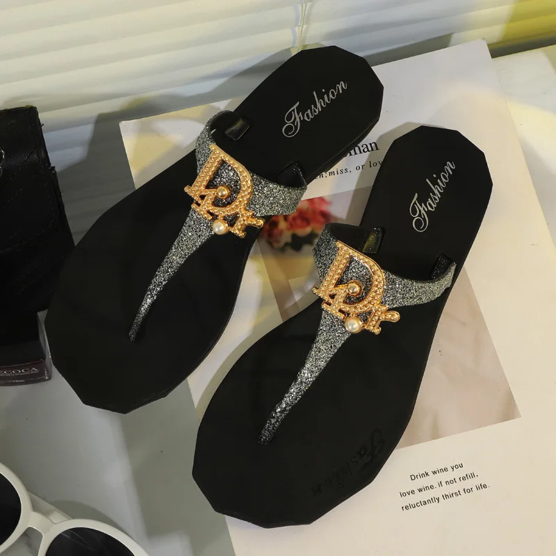 Prabangos Prekės Desinger Batai Šlepetės Vasaros PU oda Moterų Atsitiktinis Sandalas Skaidres Lauko Moterų Flip Flops