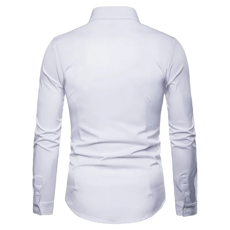 Prabangus Aukso Siuvinėjimas, Marškinėliai Vyrams 2018 Nauja Slim Fit Long Sleeve Chemise Homme Atsitiktinis Mygtuką Suknelė Marškiniai Vyrų Camisas