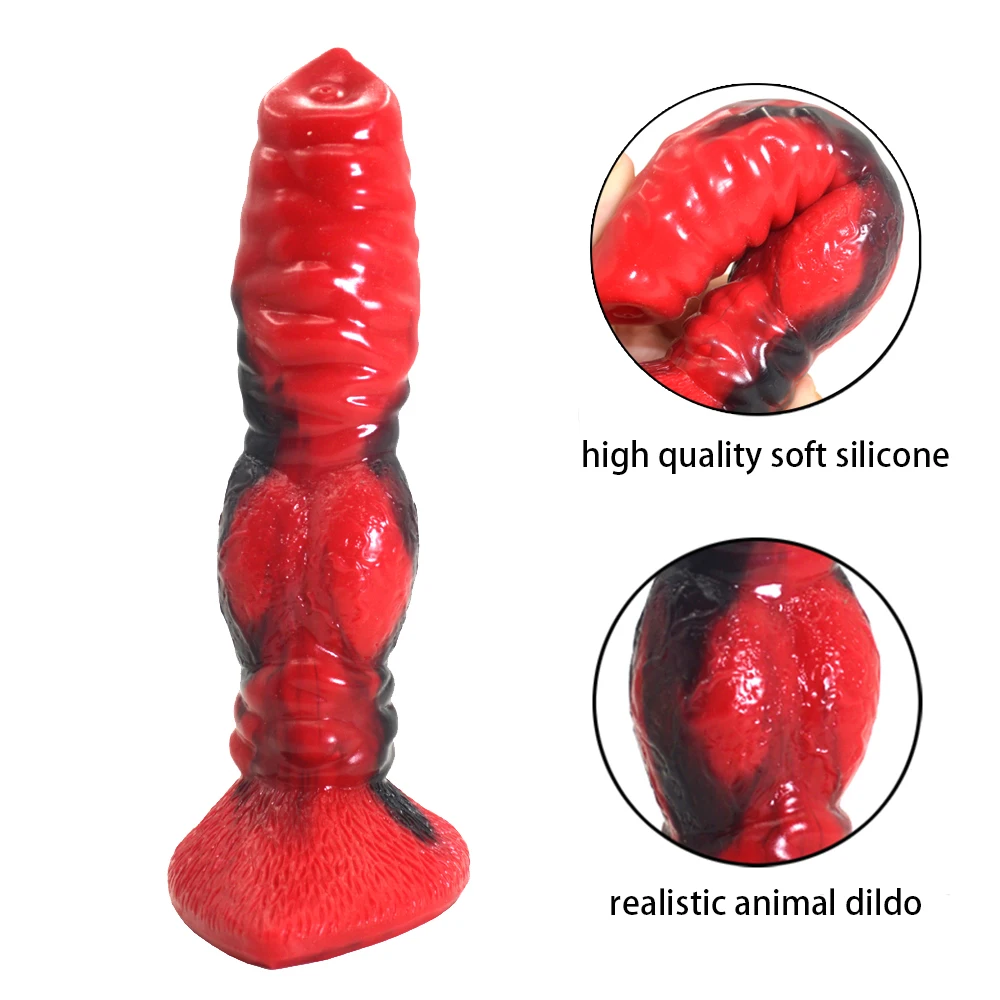 Realus vilkas šuns mazgas dildo silikono fantazijos gyvūnų skalikas varpos G-taško stimuliacija šunų fetišas analinio sekso žaislai moterims