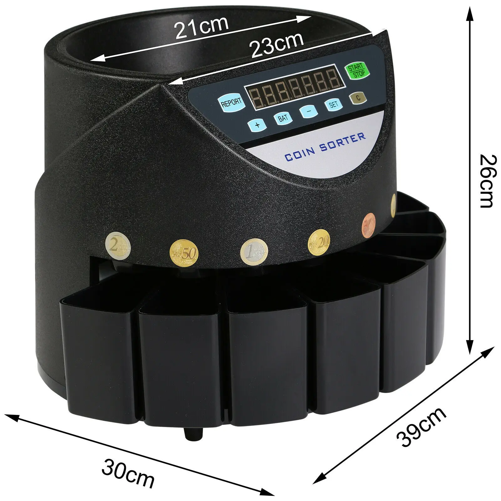 Savarankiškai Pirkti Euro Monetos Counter 300 Monetų per Minutę Automatinis Monetų Rūšiavimo Piggy Bank Monetos Kovos su LED Ekranas