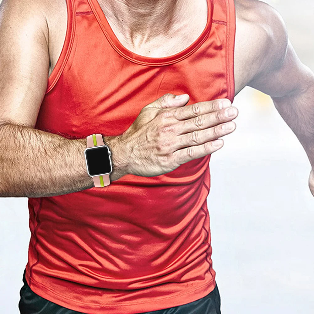 Sportinis Silikoninis, apple watch band 42mm 38mm 40mm 44mm smart Watchbands Riešo Apyrankę, Dirželį iWatch Serijos 4/3/2/1 diržas