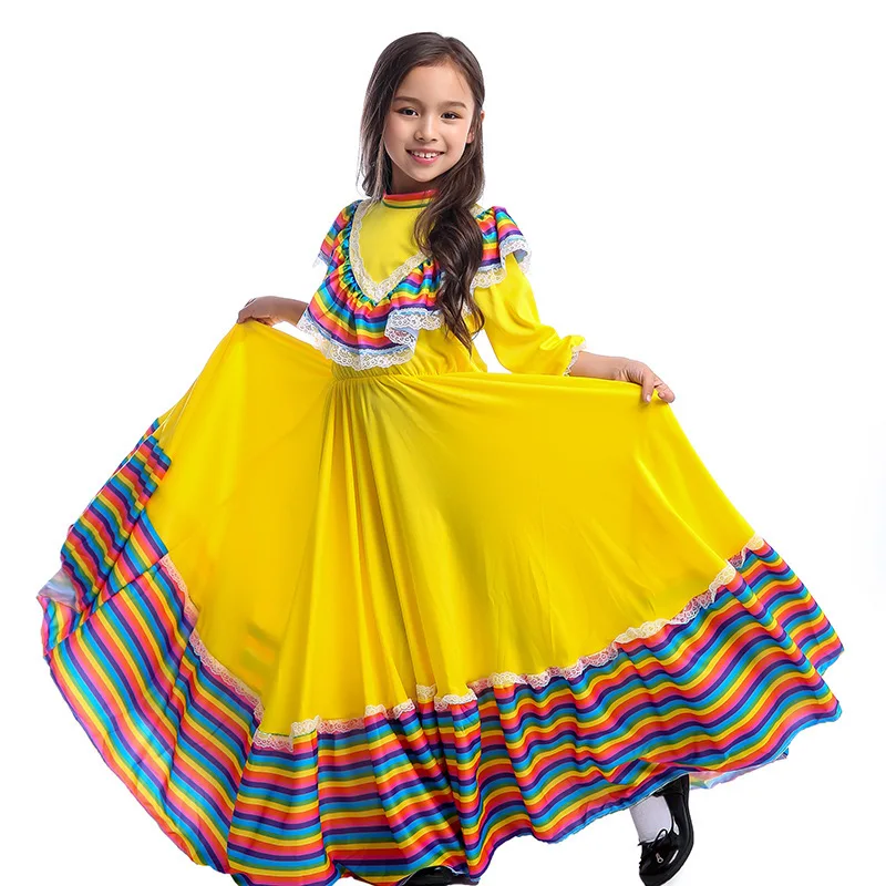 Tradiciniai Meksikos Mergina Dress Vaikų Dienos Veiklos Drabužius Cosplay Kostiumų Vaikų Mergaičių Grupė Helovinas Fancy Drabužiai