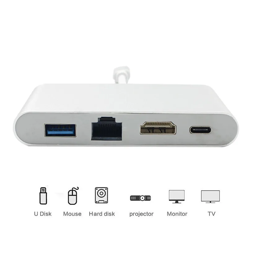 USB C iki HDMI 4K+Gigabit Ethernet 