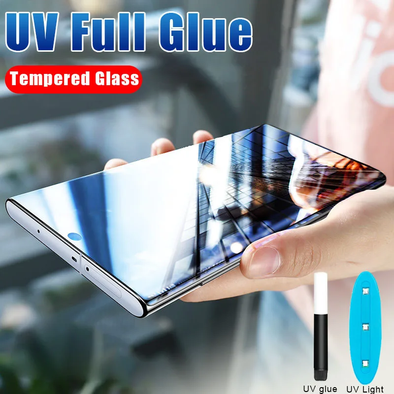 UV Nano skystą klijai screen protector For Samsung Galaxy Note 10 20 pro S20 ultra S10 lite S8 S9 plus grūdinto stiklo plėvelės