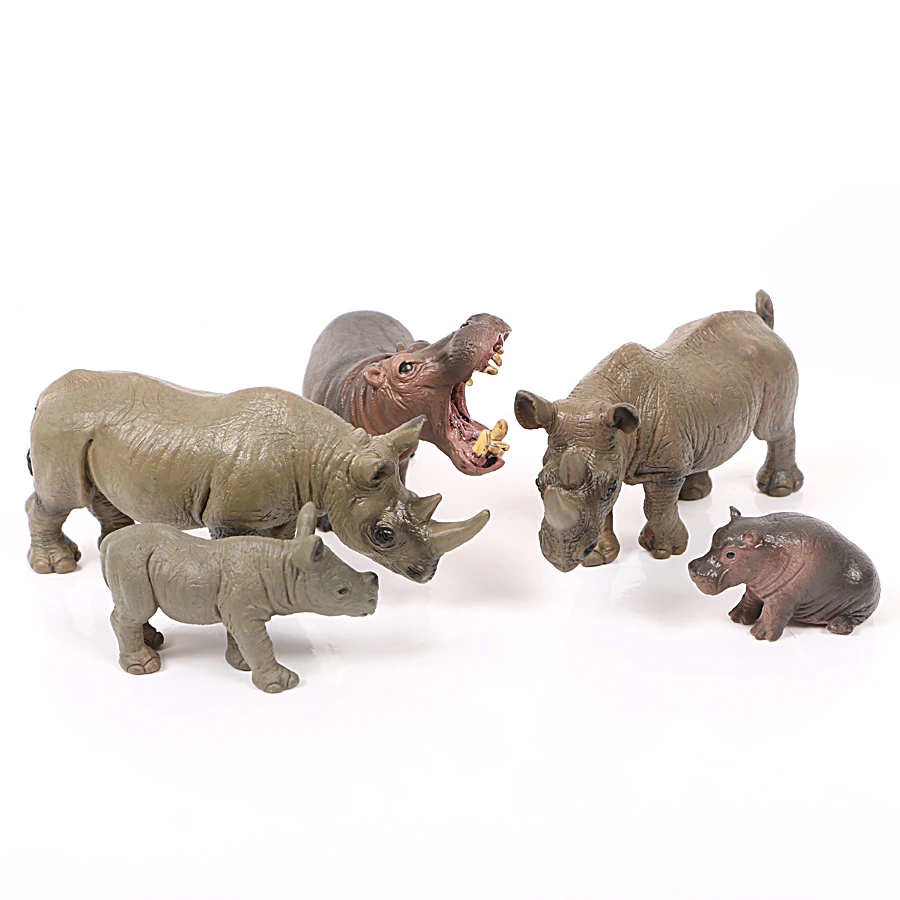 Vaikams Žaislai Modeliavimas Gyvūnų Modeliai Raganosio Šeimos Howl Hippo Plastikiniai Modeliai Vienas Gabalas Statulėlės Vaikams, Žaislų, Dovanų