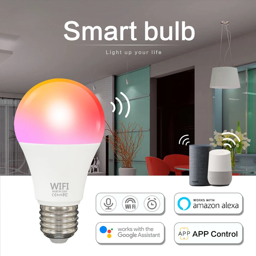 WIFI Smart Lemputė Namų Balsu Super Šviesus Wake-up Lights Pritemdomi Laikmačio Funkcija Šviesos Alexa/ 