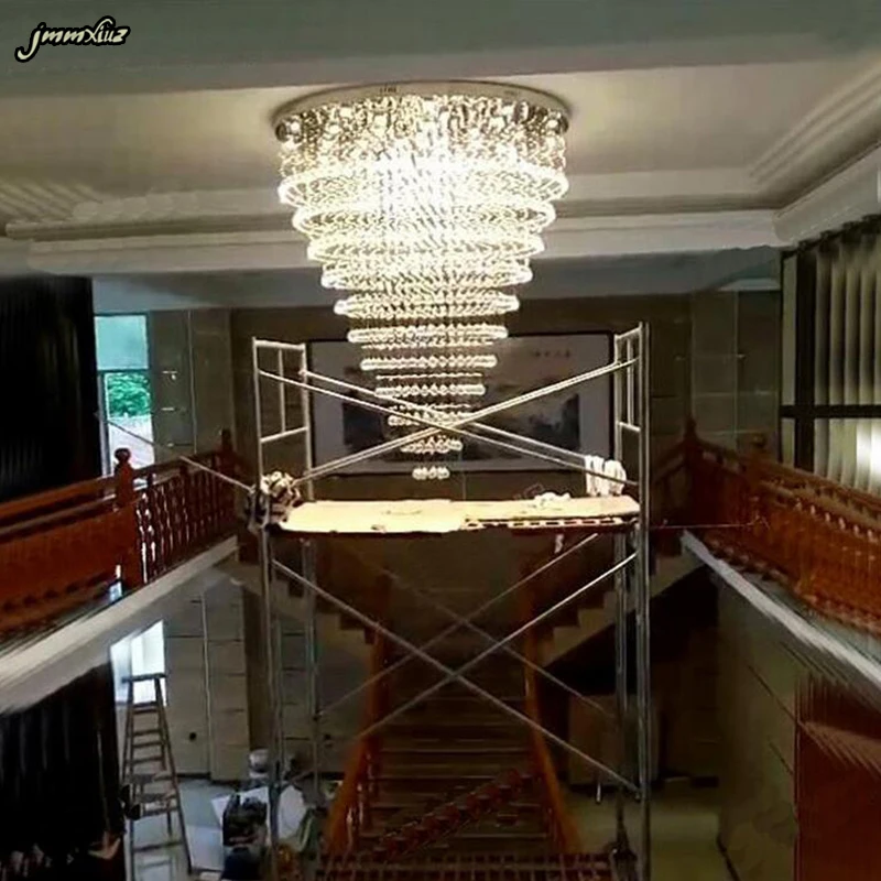 Šiuolaikinės Blizgesį De Kristalų Liustra Didelių Kristalų (Lcd Apšvietimas Šviestuvai Viešbutis Projektus, Laiptai Žibintai Restoranas Name Žibintai