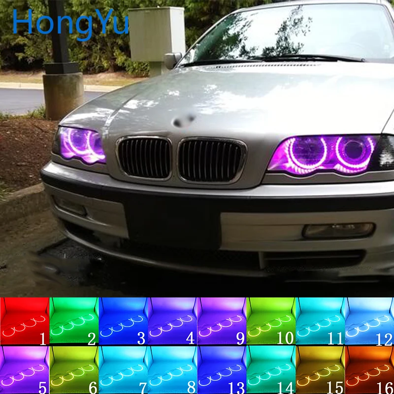 Žibintų Įvairių spalvų RGB LED Angel Eyes Halo Žiedas Akių DRL RF Nuotolinio Valdymo už BMW E36 E38 E39 E46 projektorius 4x131 Priedai