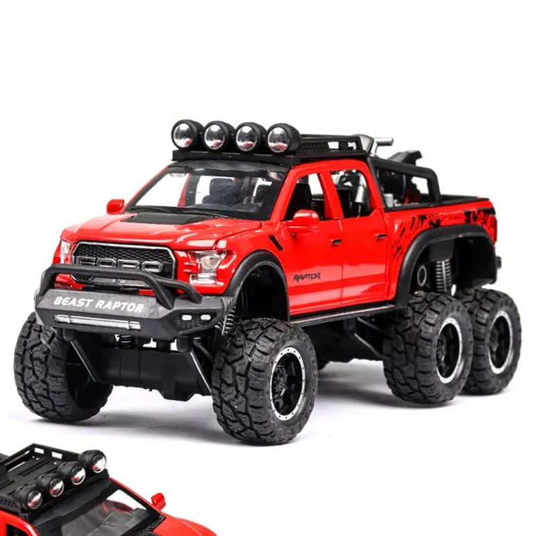 1:32 Raptor F150 Didelis Varantys Lydinio diecasts & žaislas Automobilio Modelį Su Garso/Apšvietimo/Pull-back Automobilių Žaislai Vaikams, Vaikams Kalėdų Dovanos raudona