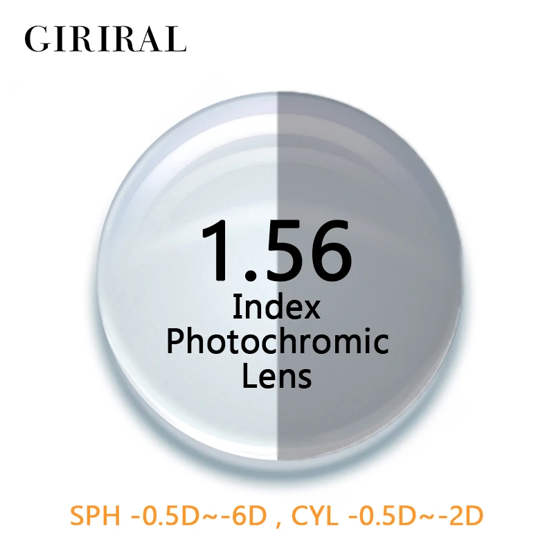 1.56 Indeksas CR-39 Photochromic akiniai, lęšiai, spalvoti akiniai nuo saulės recepto skaitymas optinis trumparegystė aišku, lęšiai, akių #1.56 BS