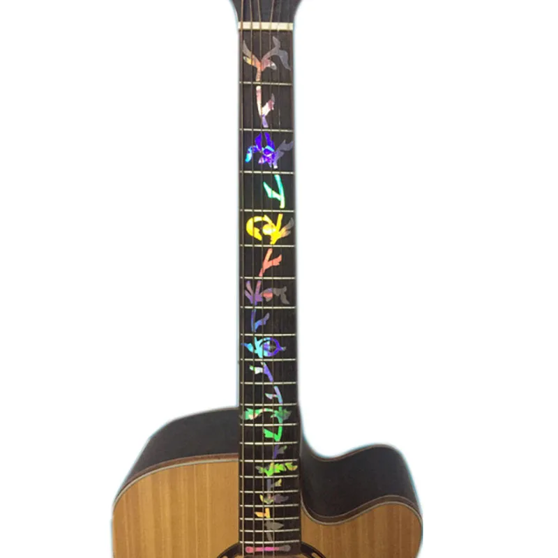 12Pcs Gitara, Bosinė Gyvybės Medžio Apdaila Stikcer Atspindinčiu Sidabro Fretboard Spalvingas Lipdukas Ultra Plonas Lipdukas, skirtas Akustine Gitara