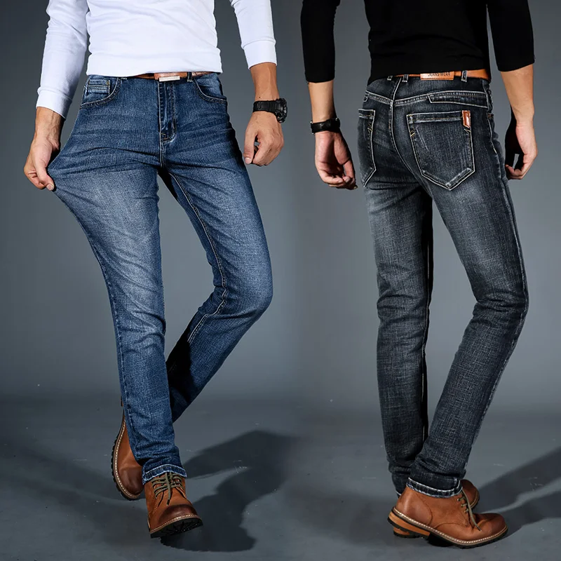 2019 Naujas Mens Mados Black Blue Jeans Vyrams, Atsitiktinis Slim Stretch Džinsai Klasikiniai Džinsai Kelnės Kelnės Plius Dydis 28-42 Aukštos Kokybės