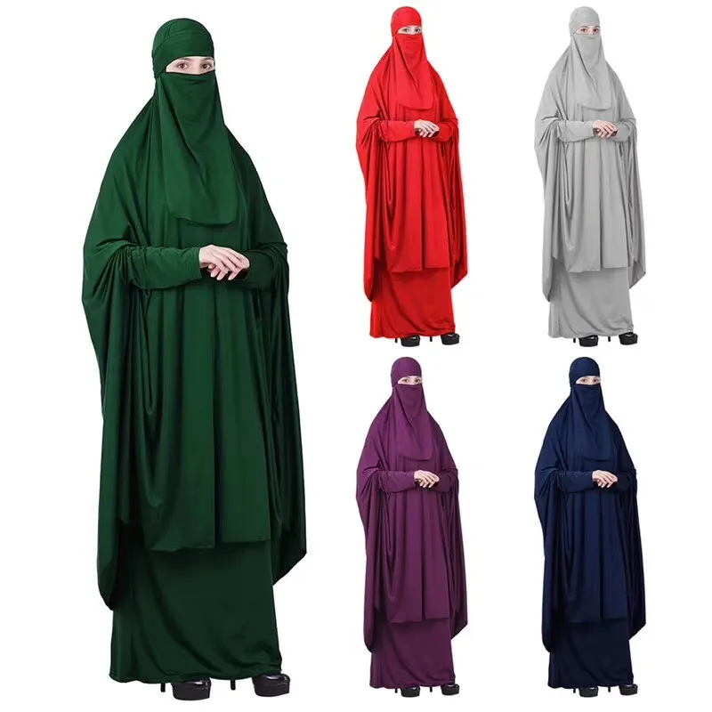 2020 Mados musulmonų Rinkiniai 3 gabalus moterų maldos suknelė khimar hijab islamo maldos drabužiai moterims niqab burqa meldžiasi drabužiai