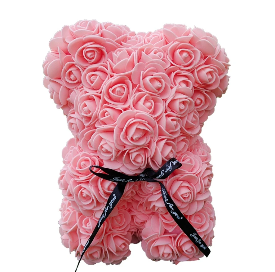 25cm Rose Lokys Dirbtinis Širdies Pink Gėlių Meškiukas Vestuvių Valentino Moterų Gimtadienio Dovana