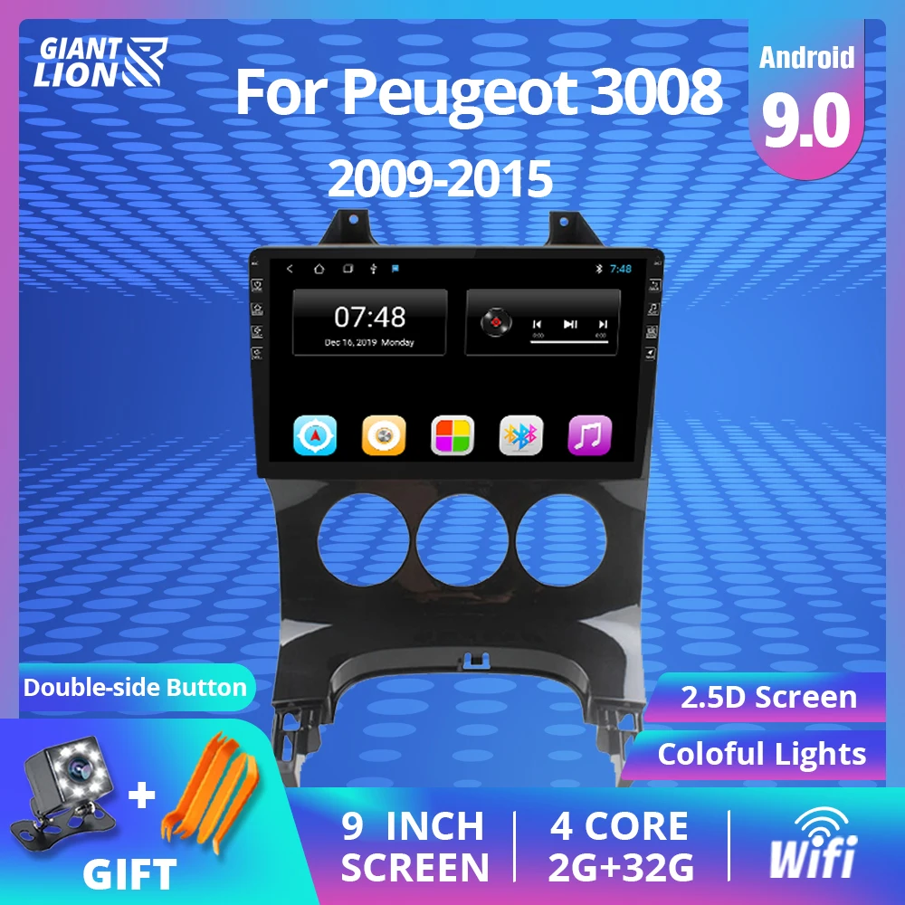 2DIN Android 9.0 Automobilio Radijo Peugeot 3008 2009-M. Automobilio Multimedia Stereo Vaizdo Grotuvas GPS Navigaciją Autoradio DVD Grotuvas