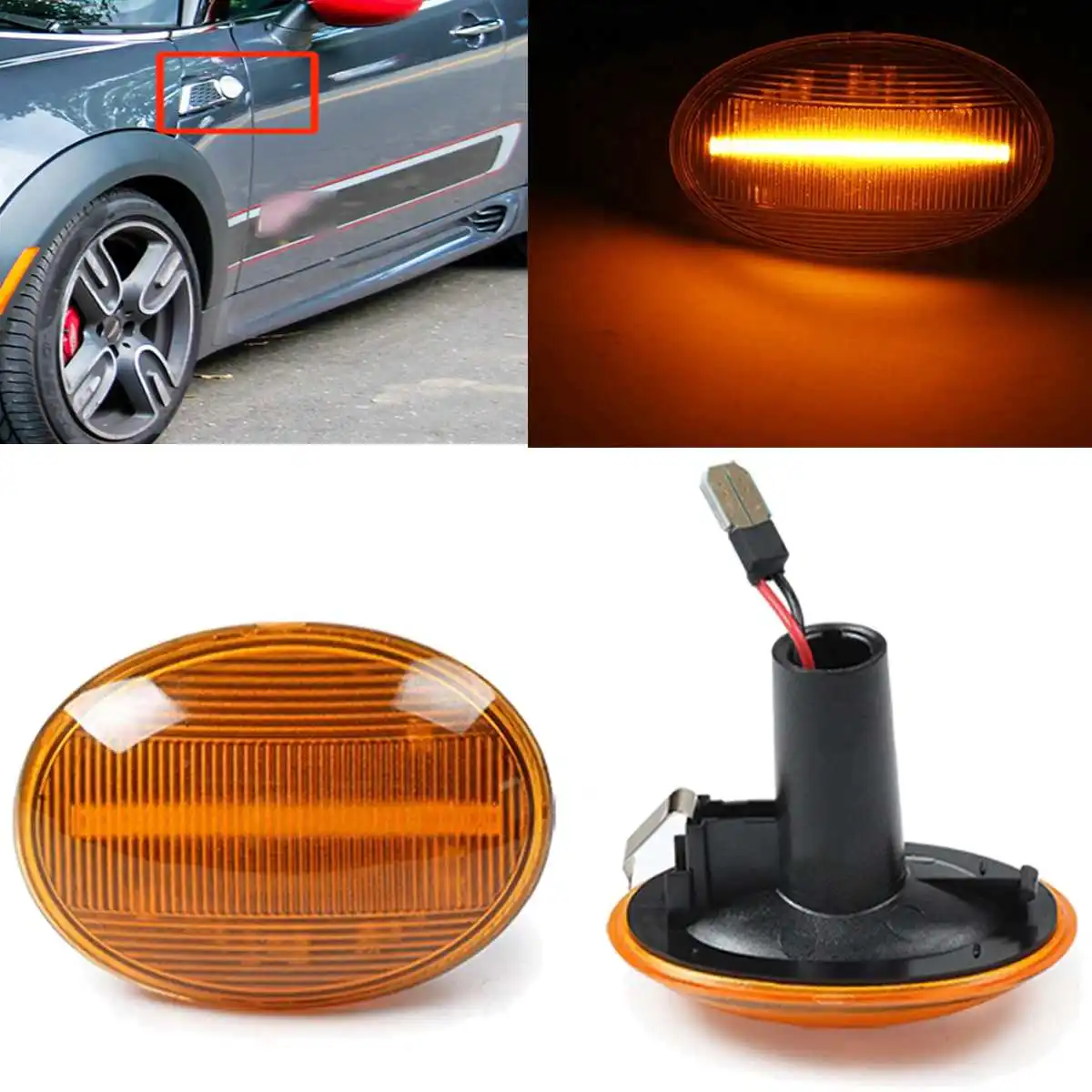 2VNT Teka Posūkio Signalo Lemputė Dinaminis LED Šoniniai Gabaritiniai Pusėje Indikatorius, Indikatorių BMW MINI Cooper r55 toksiškas gyvūnijai R56 R57 R58 R59 2007-2013 m.