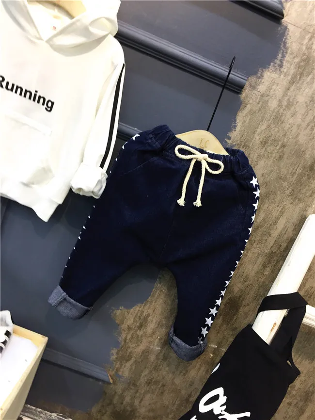 2VNT WLG berniukų drabužiai vaikams baltas laiškas išspausdintas hoodie ir juoda ziajać drabužių nustatyti kūdikio drabužius