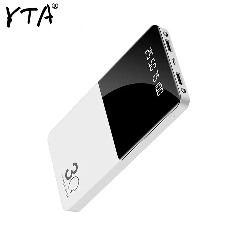 30000mAh Galia Banko Ultra-plonas Nešiojamas Galios banko Įkroviklį su LED Skaitmeninis Ekranas Išorinė Baterija Xiaomi iphone7 8 x xs
