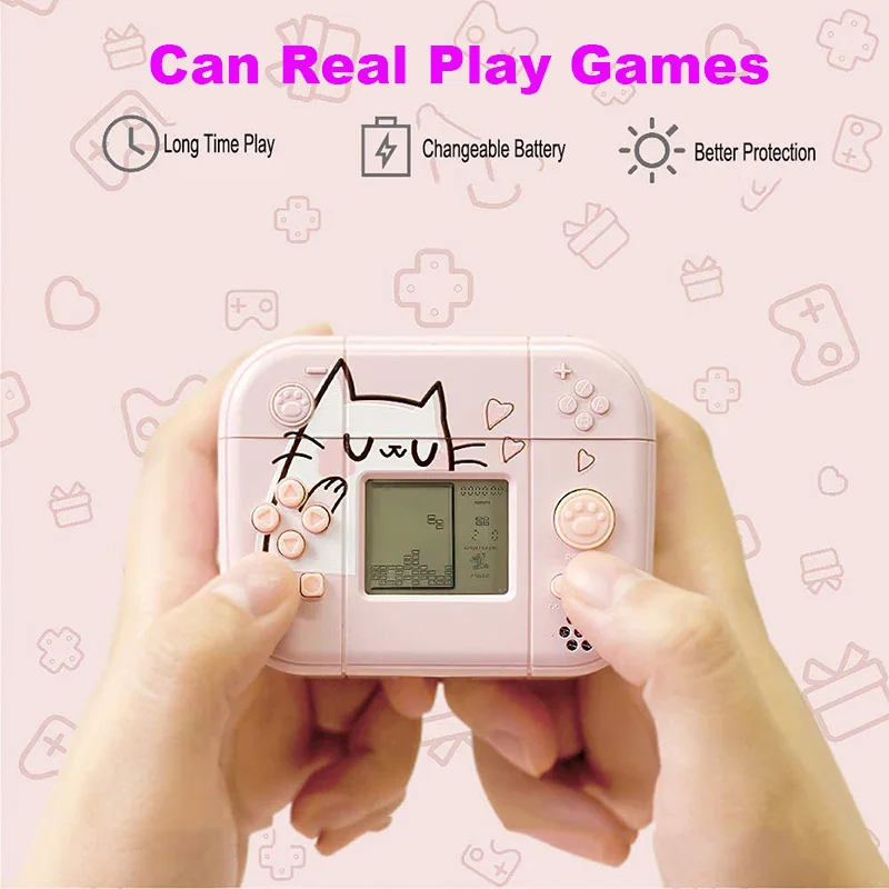 3D Gameboy Tetris Žaidimų Konsolės Bevielio ryšio Ausinių Atveju Airpods 1 2 Oro Ankščių Pro 3 Atvejais Mielas Žaidimas Berniukas Atveju Oro Pod 2 Pro
