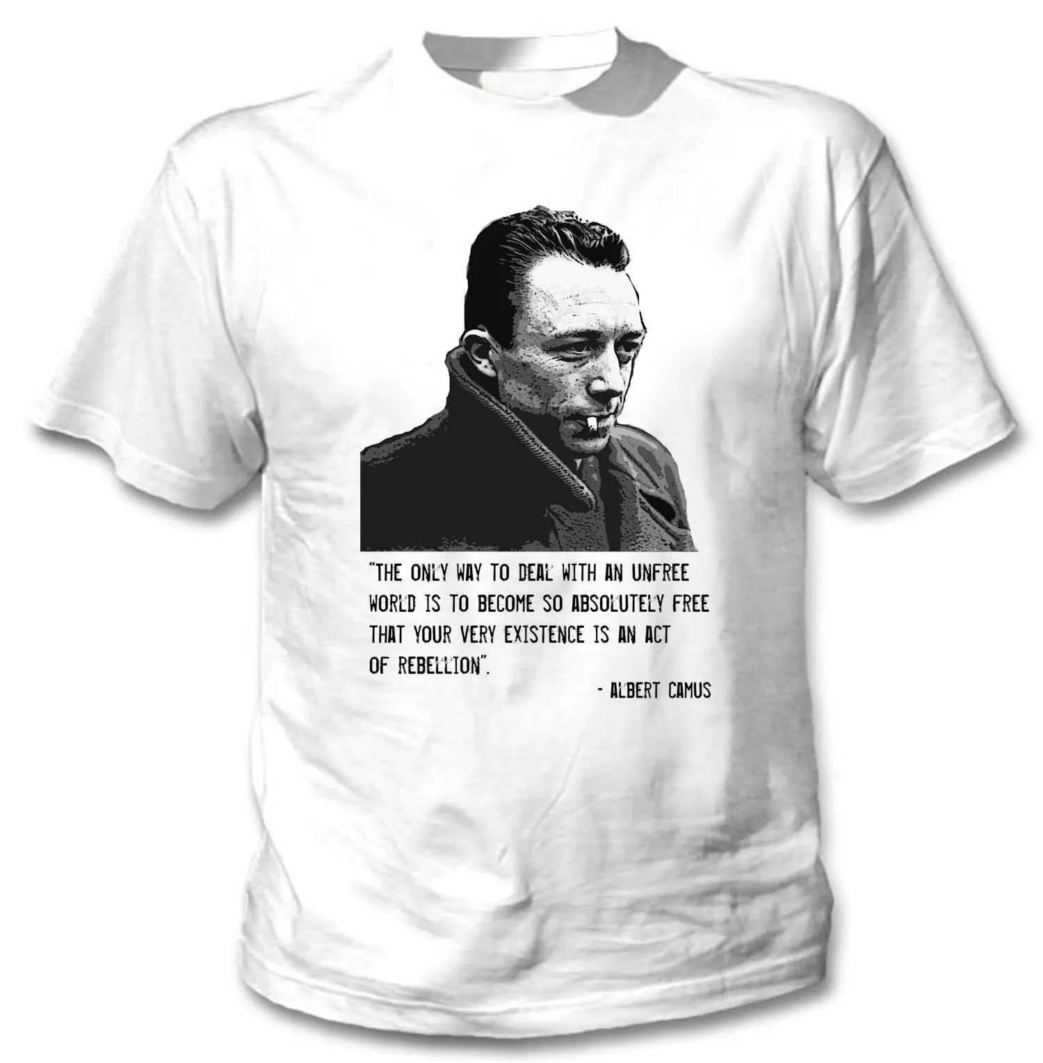 Albert Camus Naujas Nuostabus Grafinis T-Shirt Naujas Baltos Spalvos Medvilnės Marškinėlius Mans Unikalus Medvilnės, Trumpomis Rankovėmis, O-Kaklo Marškinėliai