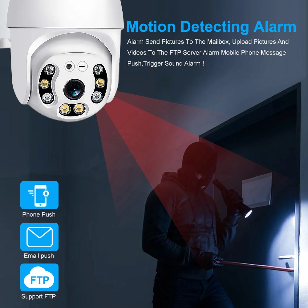 Autoeye 5MP/1080P WiFi PTZ Kamera, Dviguba šviesos vandeniui Belaidžių IP kamerų Saugumo Lauko CCTV P2P ir SPINDULIŲ Naktinio Matymo 30M