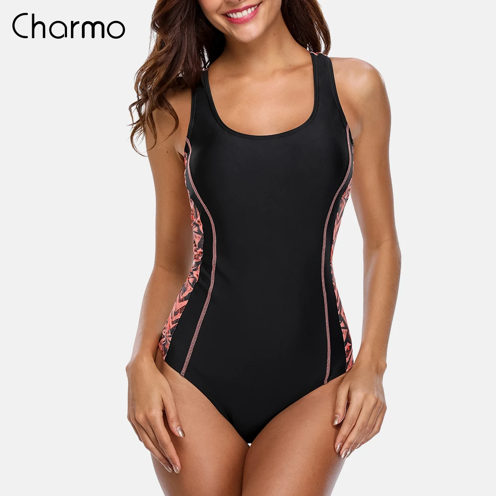 Charmo Vienas Gabalas Moterų Sporto maudymosi kostiumėlį, Sporto maudymosi Kostiumėliai, Paminkštintas Bikini Backless Paplūdimio Dėvėti Maudymosi Kostiumai Monokini vientisos spalvos kostiumas