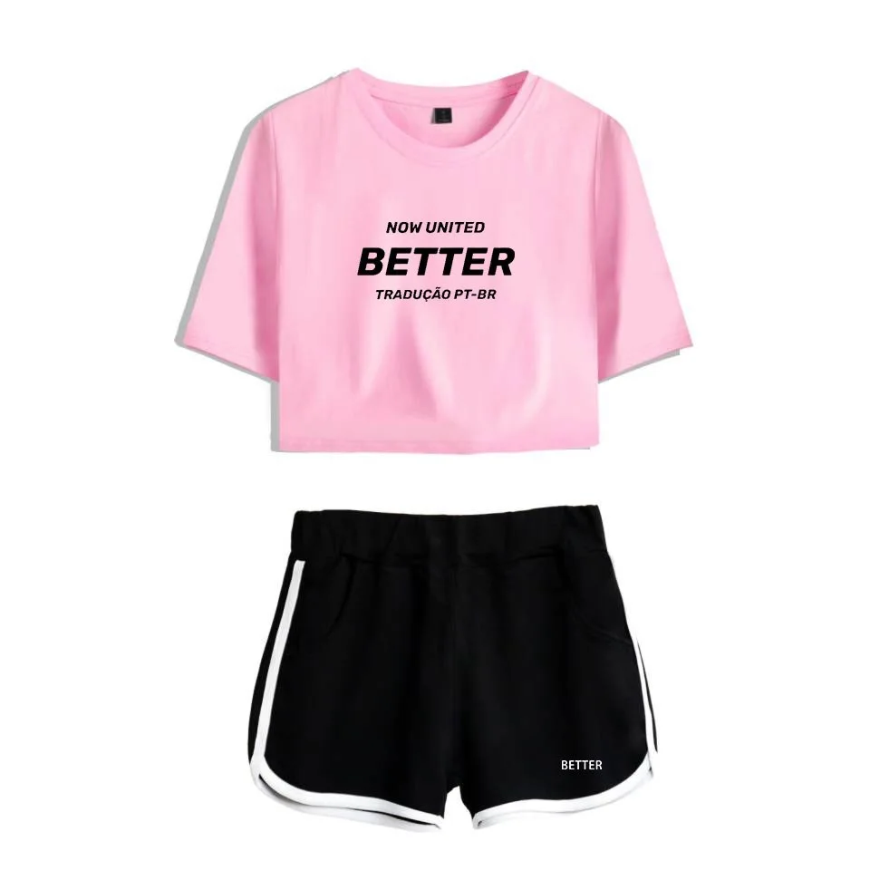 Dabar Jungtinė Geriau Albumas Moterims Dviejų dalių Komplektas Šortai+gražių T-shirt Geriau Dabar Jungtinė Dainų Harajuku Streetwear Karšta Mergina Rinkiniai