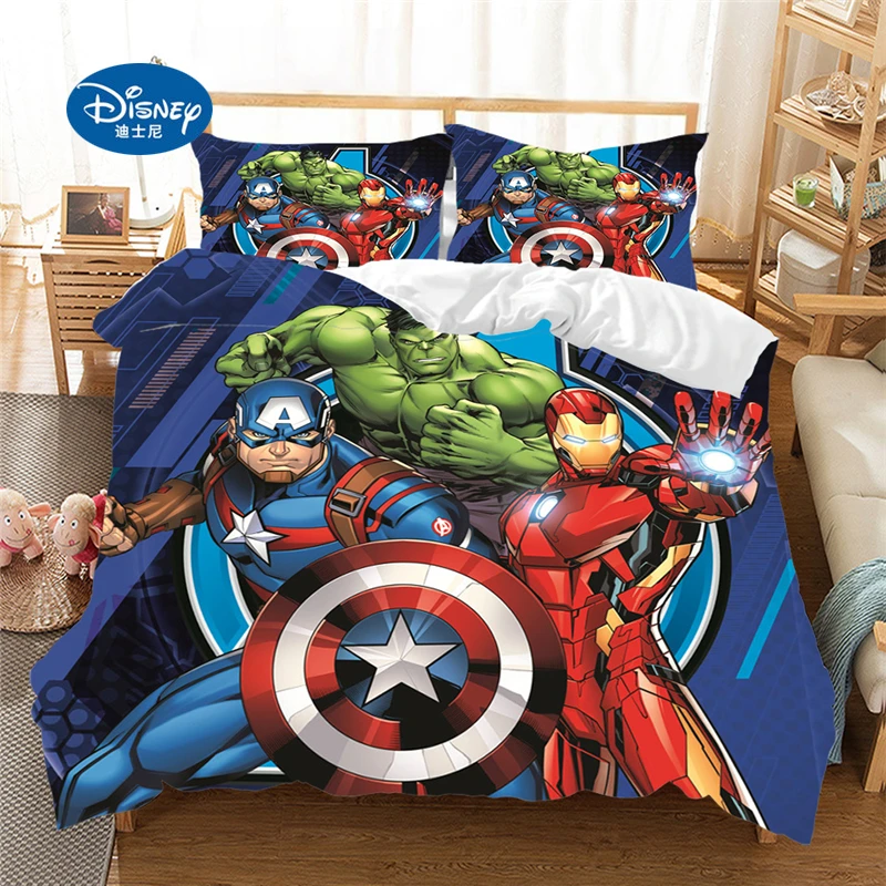 Disney Patalynės Komplektas Keršytojas Kapitonas Amerika Super Herojus Antklode Padengti Nustatyti Bedcloth su Užvalkalas Namų Tekstilė
