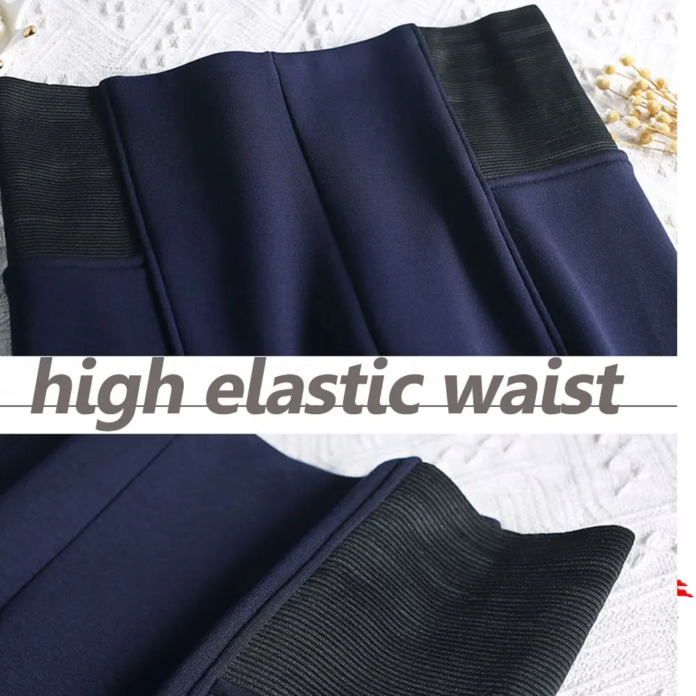 Elastingos juodos spalvos kelnės su aukšto juosmens liesas tinka antblauzdžiai storo aksomo šiltas high waisted žiemos kelnės moterims vilnos kelnes mama