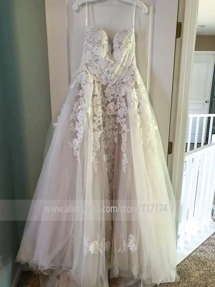 Elegantiškas Brangioji Iškirpte Duobute Aplikacijos-line Vestuvių Suknelė su Backless Ilgai Nuotakos Suknelė vestido de novia