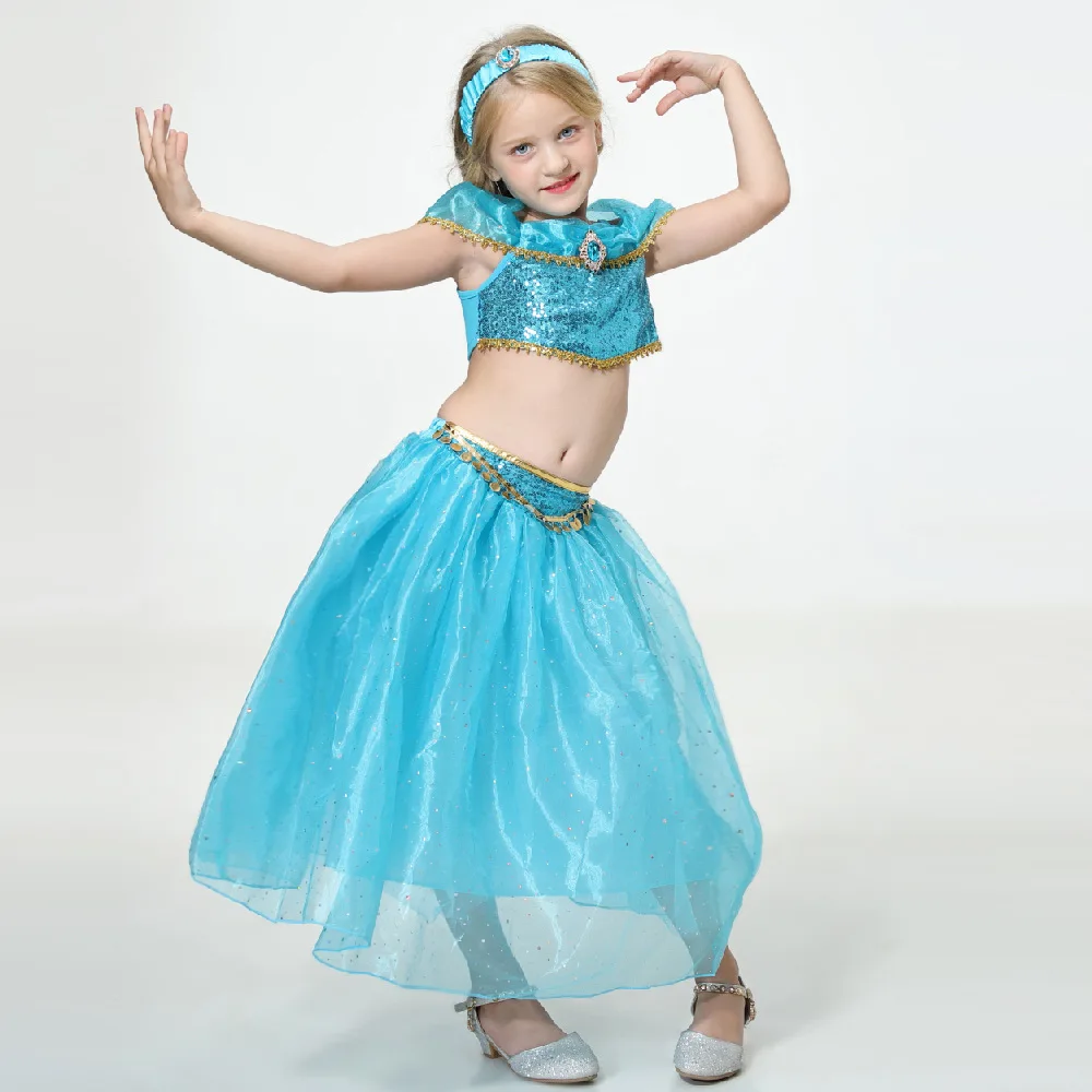 Filmo Kalėdų Vaikų Suknelė Jazminų Aladdin ' s Žibinto Cosplay Seksualus Princesė Jasmine Kostiumas Mergaitėms, Vaikams, Princesė Jasmine Suknelė