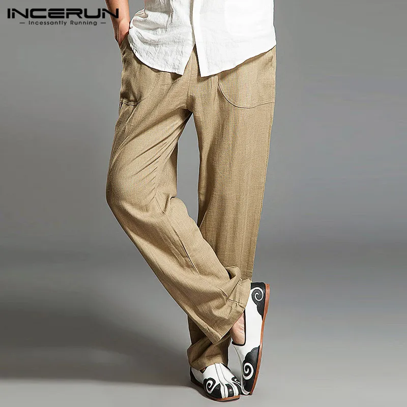 INCERUN 2021 m. Derliaus Vyrams, Atsitiktinis Kelnės Poilsiu Kietas Kišenės Medvilnės Pantalon Retro Jaukus Laisvalaikio Tiesios Kelnės Vyrams Streetwear