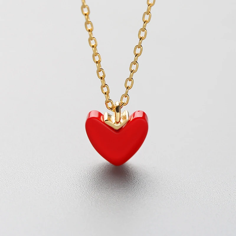 INZATT Nekilnojamojo 925 Sterlingas Sidabro Red Emalį Širdies Pakabukas Karoliai Fine Jewelry Romantiška Choker Moterų Dalyvavimas Priedai