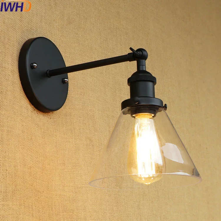 IWHD Stiklo Retro Vintage Sienos Lempos Šviesos diodų (LED) Sconce Wandlamp LED Edison pramonės Sienos Žiburiai, Namų Arandelas Laiptų Apšvietimas
