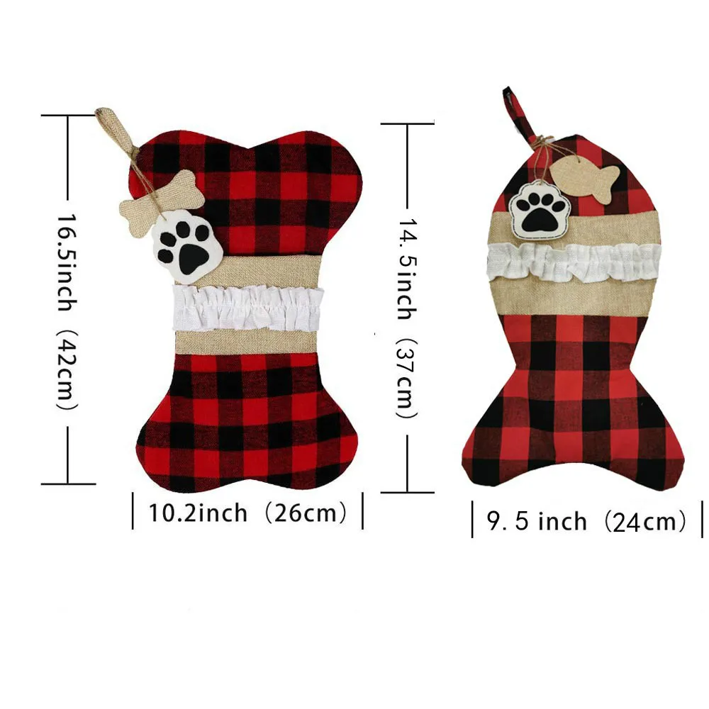 Kalėdų kojinės šunų kaulų žuvies formos dovanų maišelis metu kalėdų gyvulių stuffers regali natale calcetines navidad kerst sokken